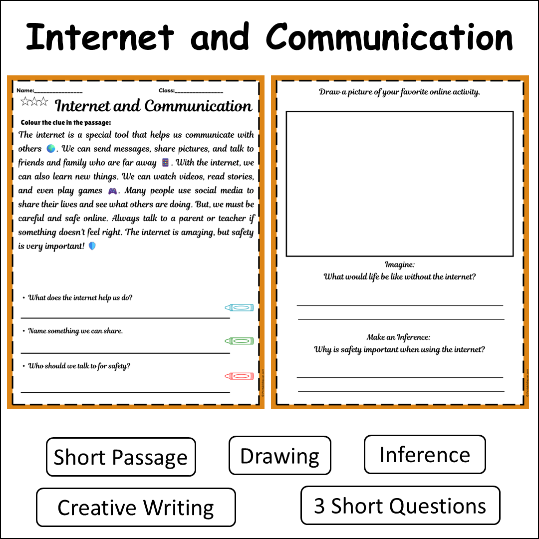 Internet and Communication | Short Reading Comprehension Creative Worksheet