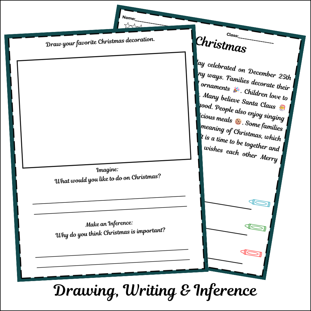Christmas | Short Reading Comprehension Creative Worksheet