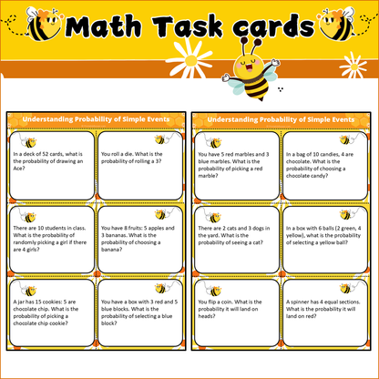 Understanding Probability of Simple Events | Math Task Cards