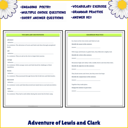 Adventure of Lewis and Clark | Poem Grammar Worksheet Printable Activity