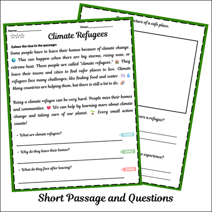 Climate Refugees | Short Reading Comprehension Creative Worksheet