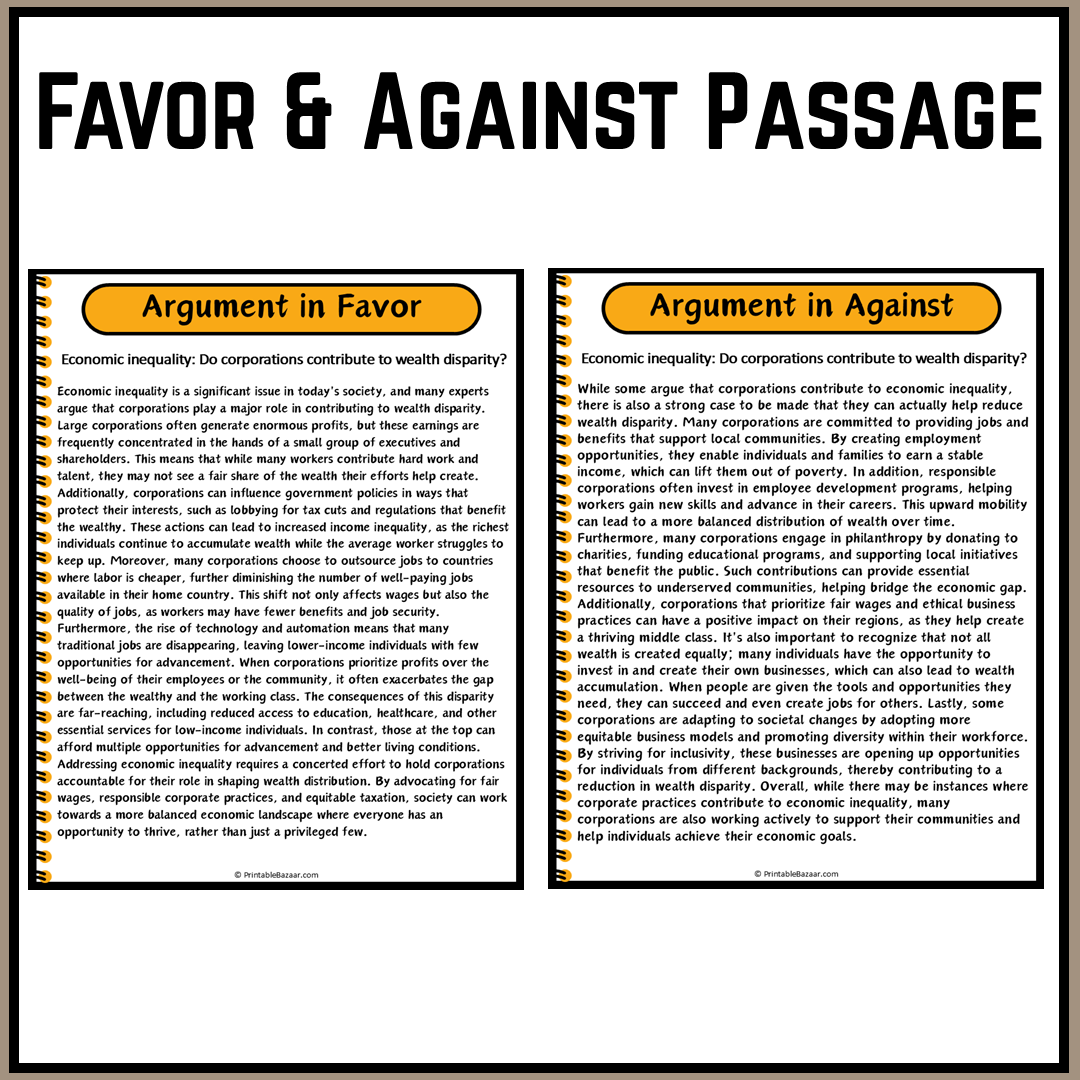 Economic inequality: Do corporations contribute to wealth disparity? | Debate Case Study Worksheet