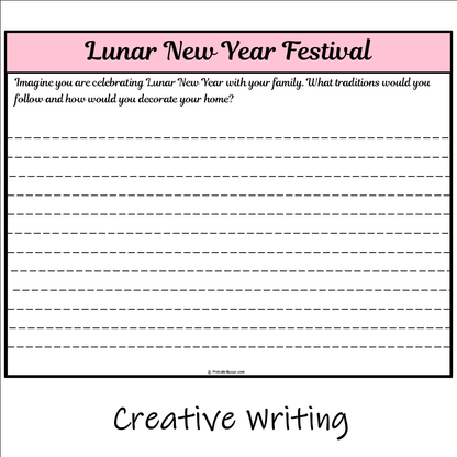 Lunar New Year Festival | Main Idea and Supporting Details Reading Passage and Questions