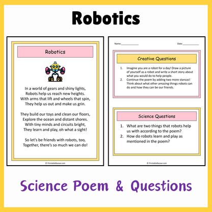 Robotics | Science Poem Reading Comprehension Activity