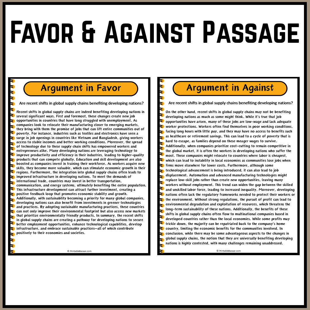 Are recent shifts in global supply chains benefiting developing nations? | Debate Case Study Worksheet
