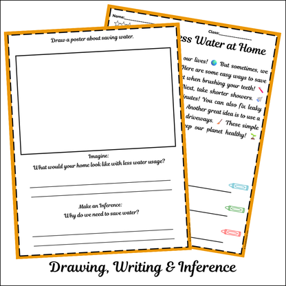 Using Less Water at Home | Short Reading Comprehension Creative Worksheet