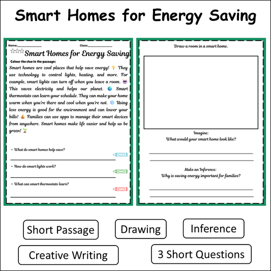 Smart Homes for Energy Saving | Short Reading Comprehension Creative Worksheet