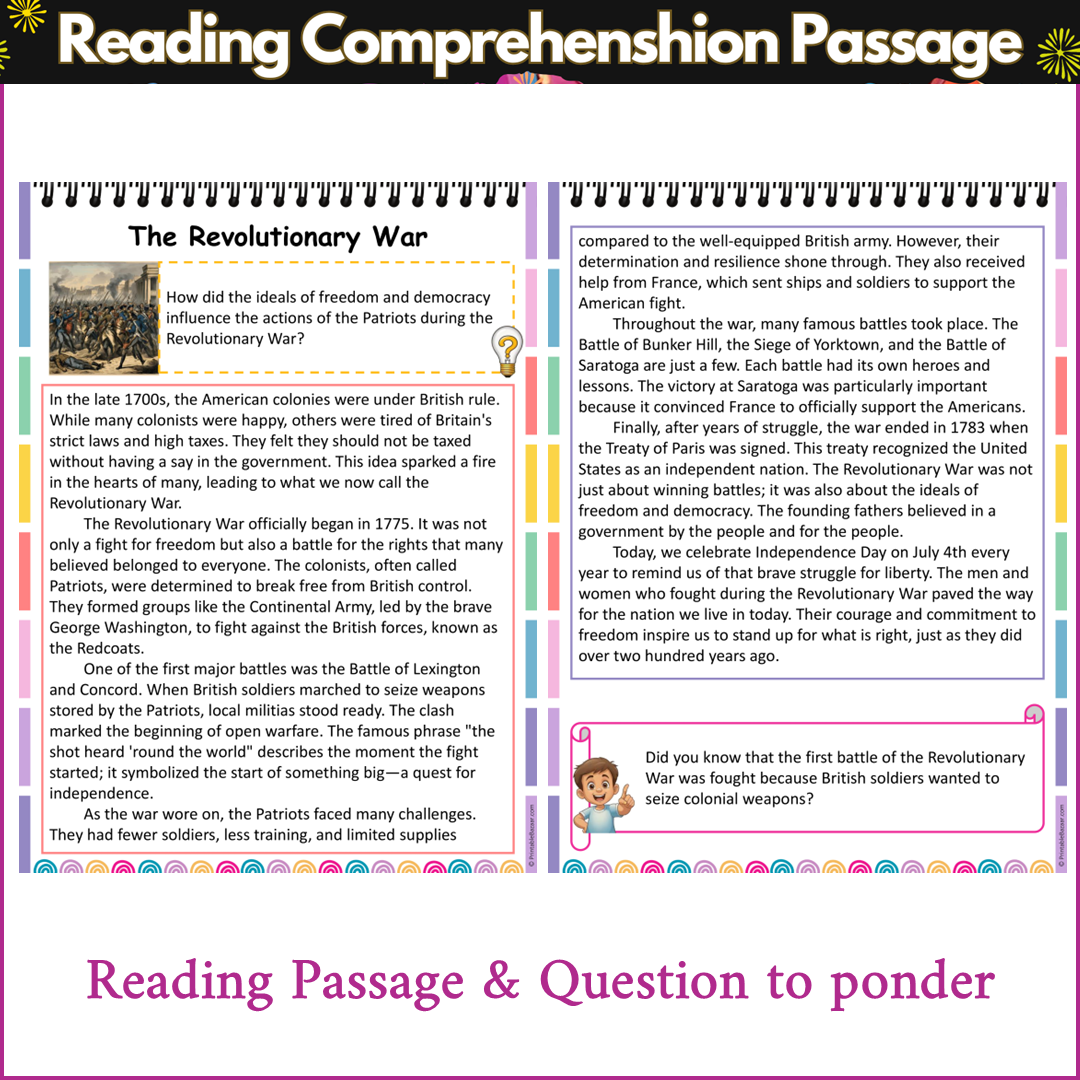 The Revolutionary War | Reading Comprehension Passage and Questions