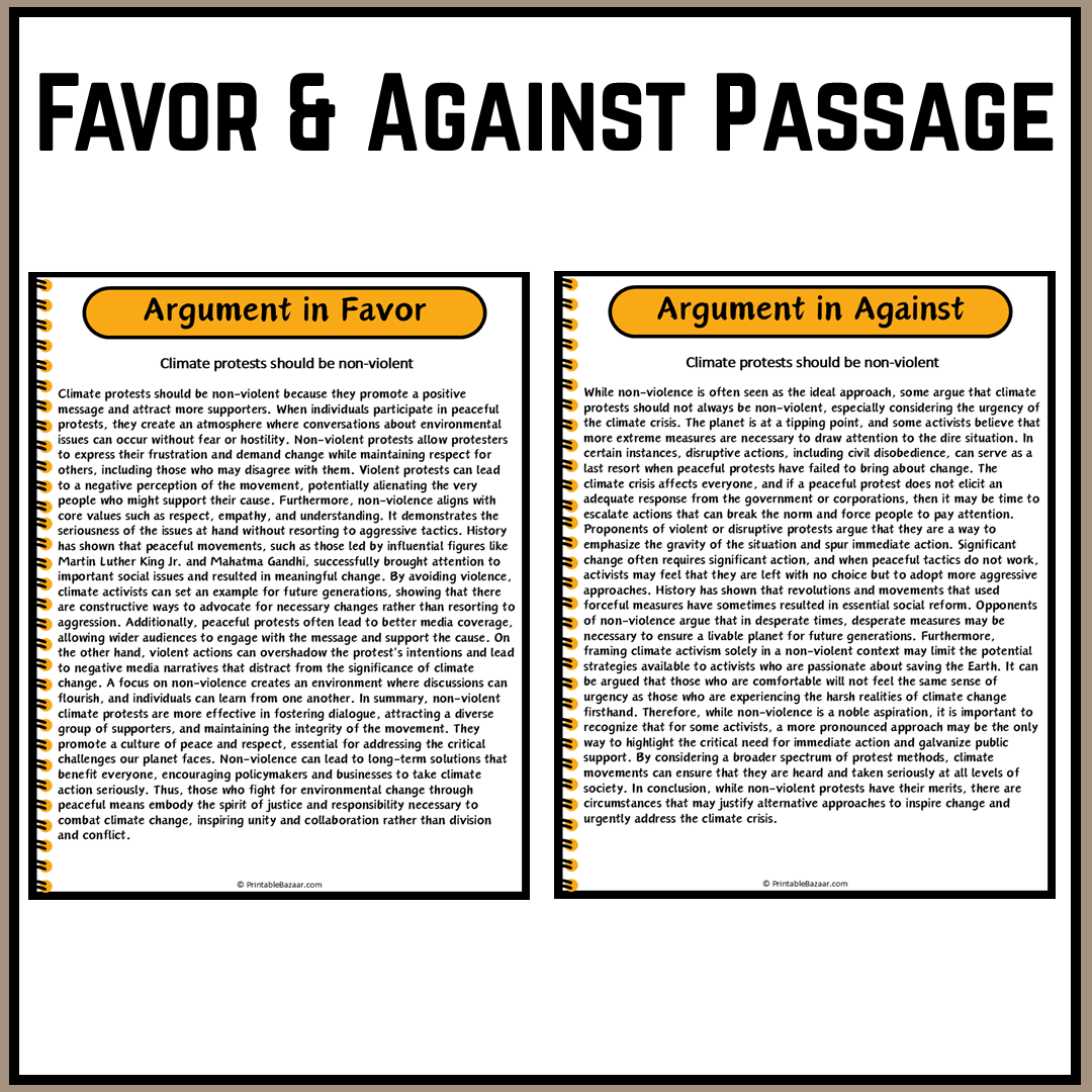 Climate protests should be non-violent | Debate Case Study Worksheet