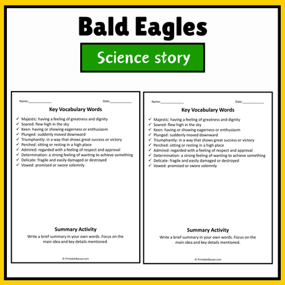 Bald Eagles | Science Story Reading Comprehension Activity