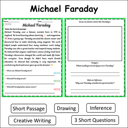 Michael Faraday | Short Reading Comprehension Creative Worksheet