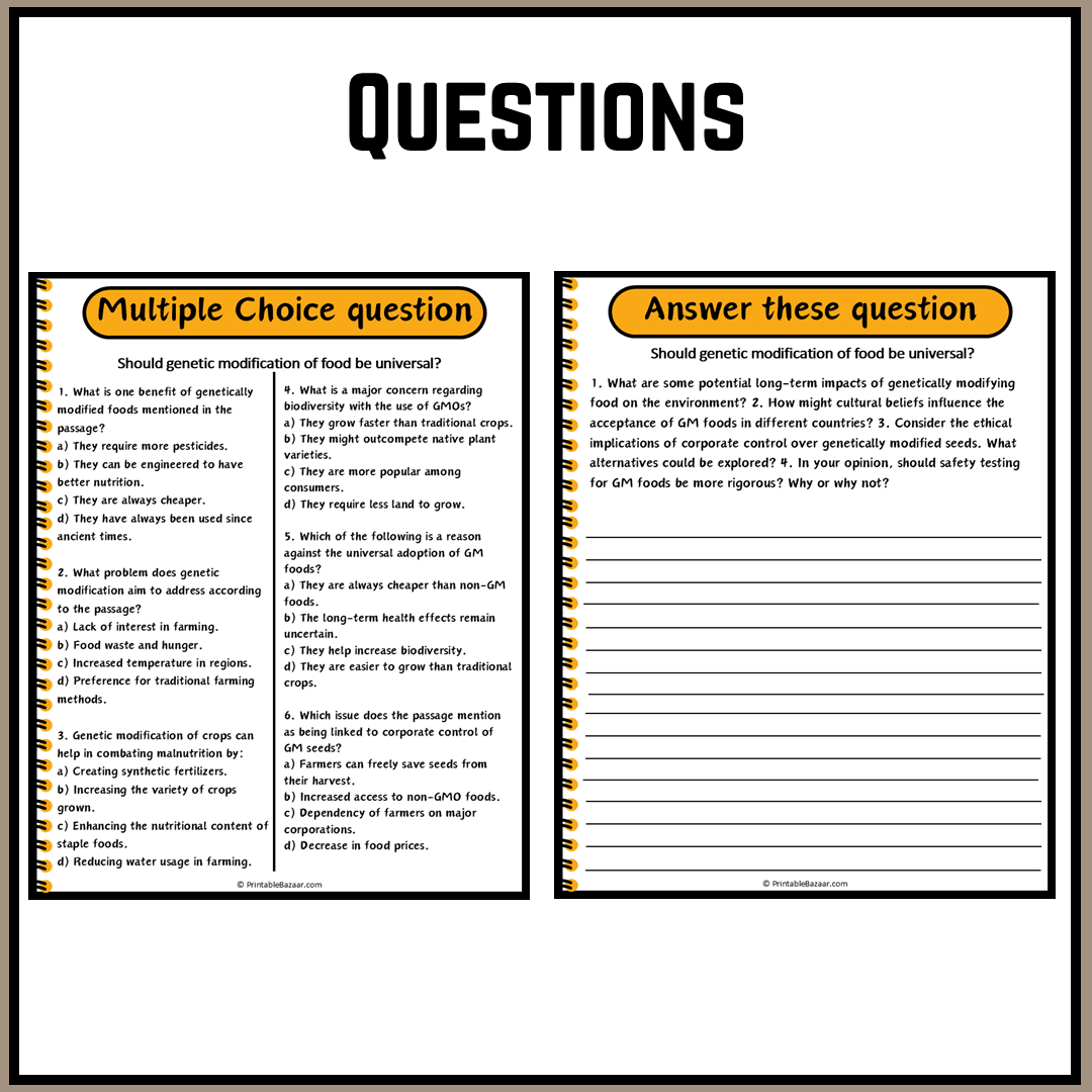 Should genetic modification of food be universal? | Debate Case Study Worksheet