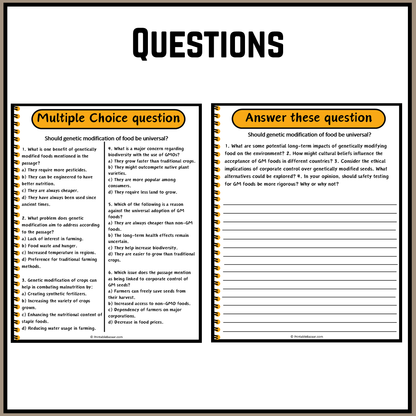 Should genetic modification of food be universal? | Debate Case Study Worksheet