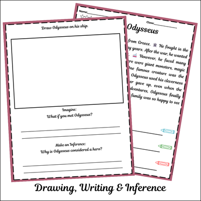 Odysseus | Short Reading Comprehension Creative Worksheet