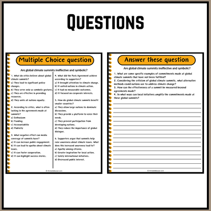 Are global climate summits ineffective and symbolic? | Debate Case Study Worksheet