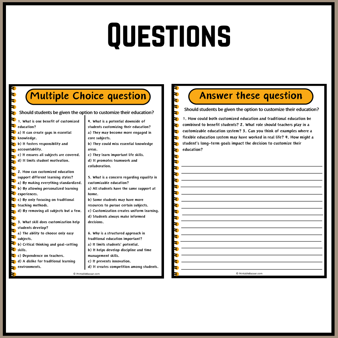 Should students be given the option to customize their education? | Debate Case Study Worksheet