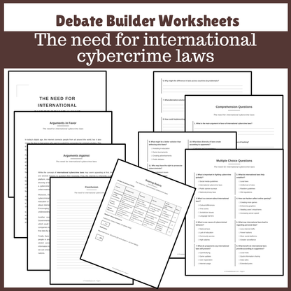 The need for international cybercrime laws | Favour and Against Worksheet Printable Activity