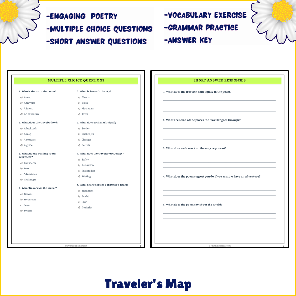 Traveler's Map | Poem Grammar Worksheet Printable Activity