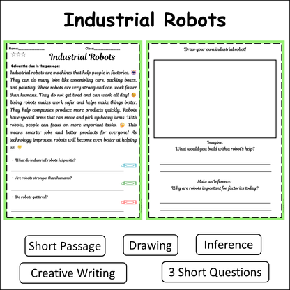 Industrial Robots | Short Reading Comprehension Creative Worksheet