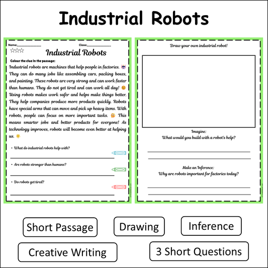 Industrial Robots | Short Reading Comprehension Creative Worksheet