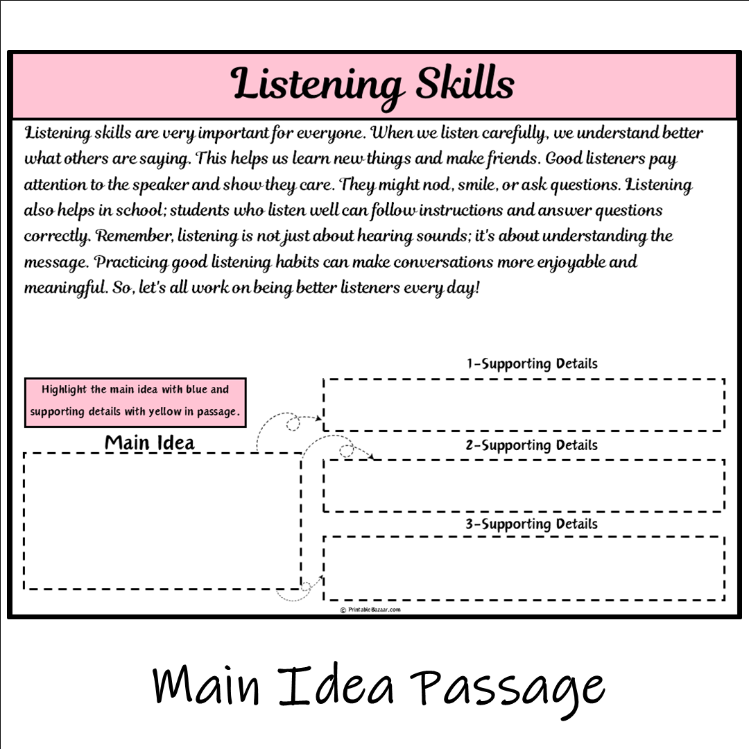 Listening Skills | Main Idea and Supporting Details Reading Passage and Questions