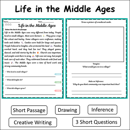 Life in the Middle Ages | Short Reading Comprehension Creative Worksheet