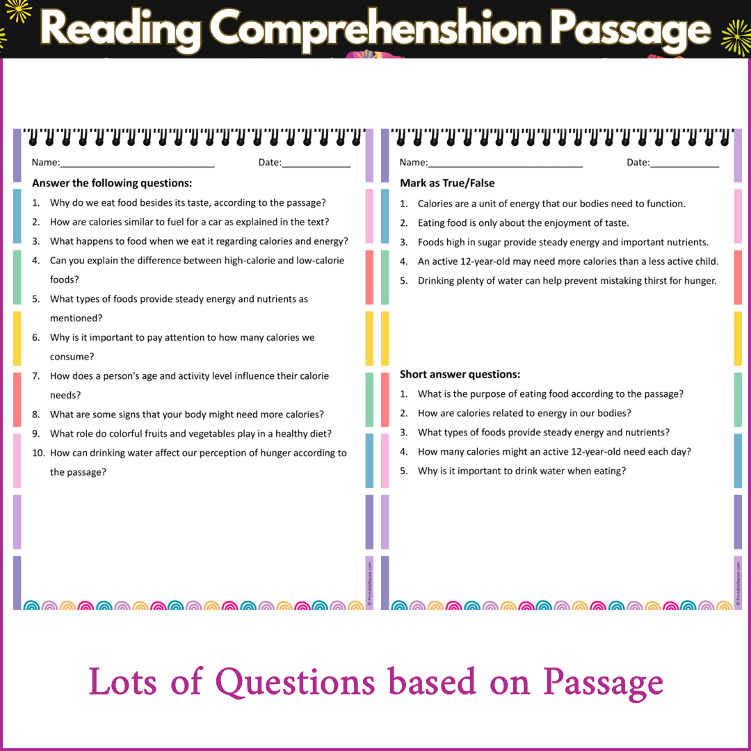 What Are Calories | Reading Comprehension Passage and Questions