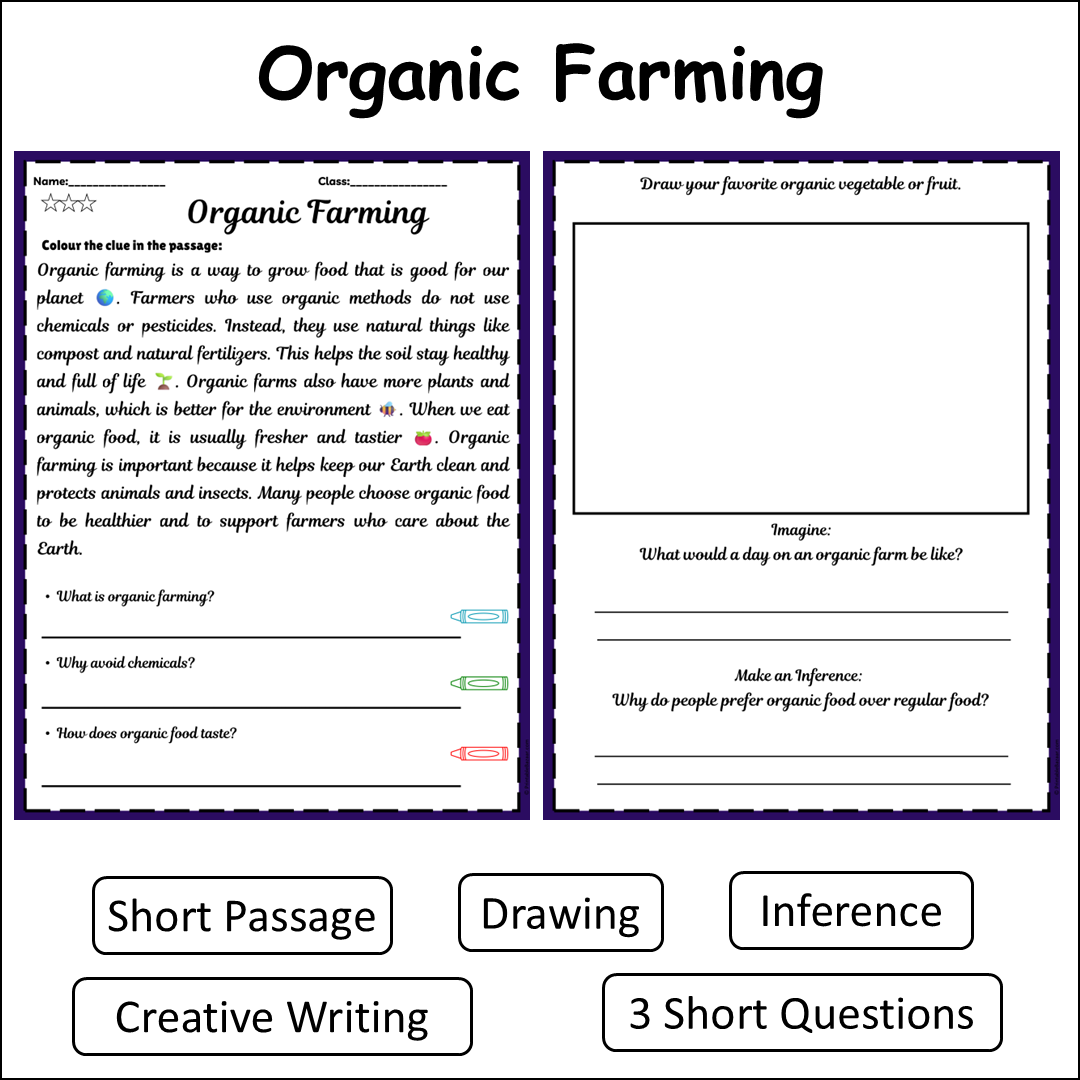 Organic Farming | Short Reading Comprehension Creative Worksheet
