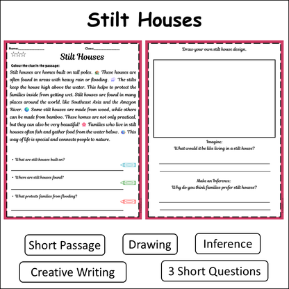 Stilt Houses | Short Reading Comprehension Creative Worksheet