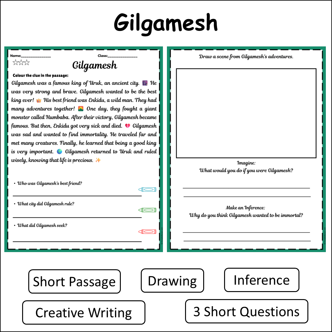 Gilgamesh | Short Reading Comprehension Creative Worksheet