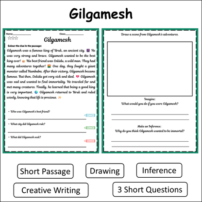 Gilgamesh | Short Reading Comprehension Creative Worksheet