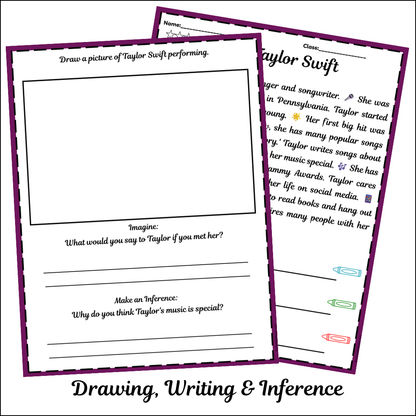 Taylor Swift | Short Reading Comprehension Creative Worksheet