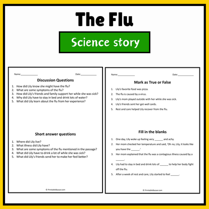 The Flu | Science Story Reading Comprehension Activity