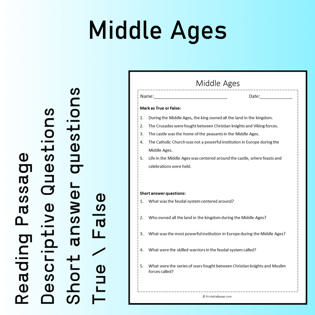 Middle Ages | Reading Comprehension Passage Printable Worksheet