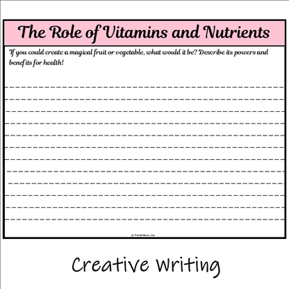 The Role of Vitamins and Nutrients | Main Idea and Supporting Details Reading Passage and Questions