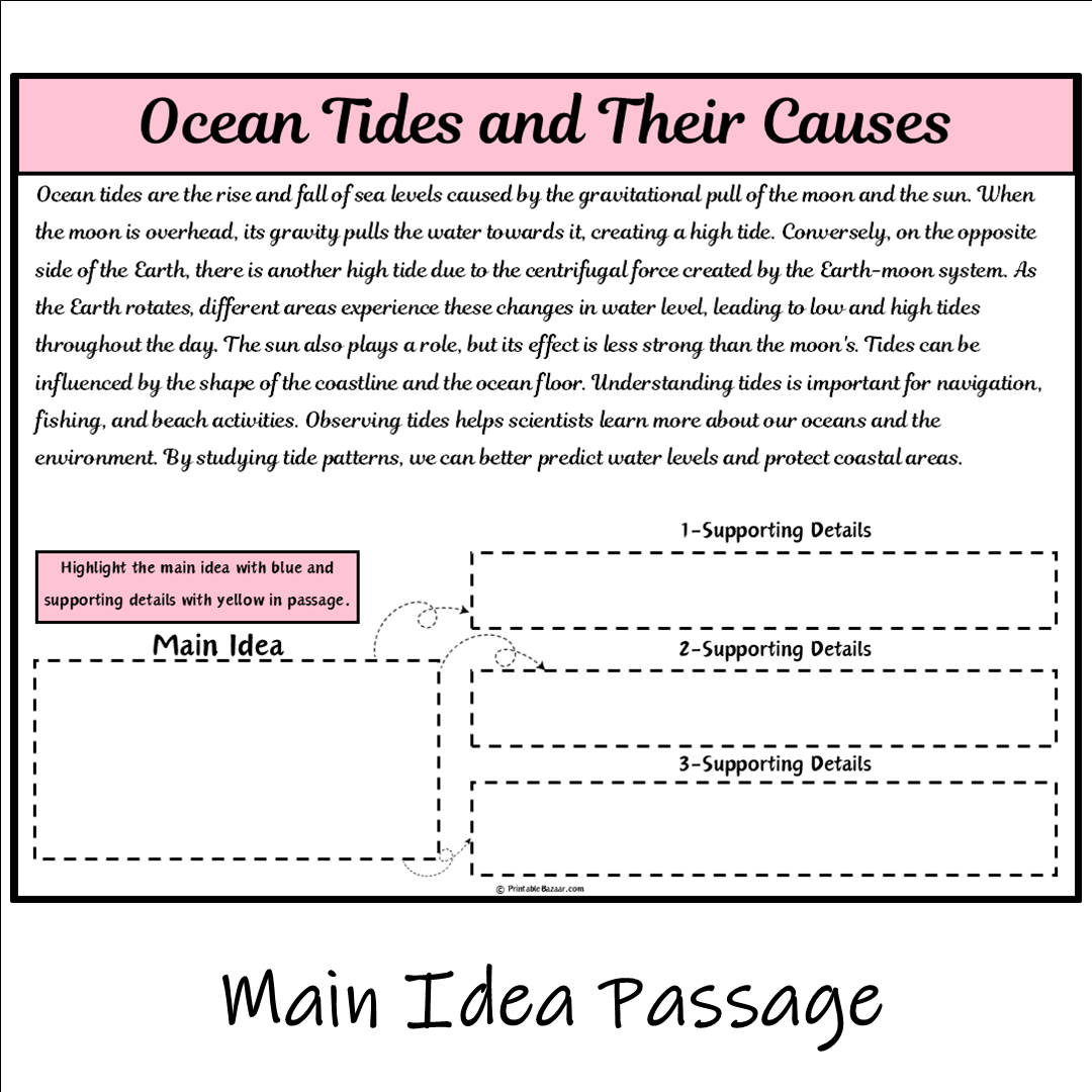 Ocean Tides and Their Causes | Main Idea and Supporting Details Reading Passage and Questions