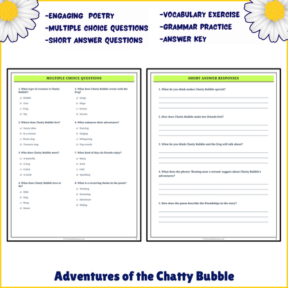 Adventures of the Chatty Bubble | Poem Grammar Worksheet Printable Activity