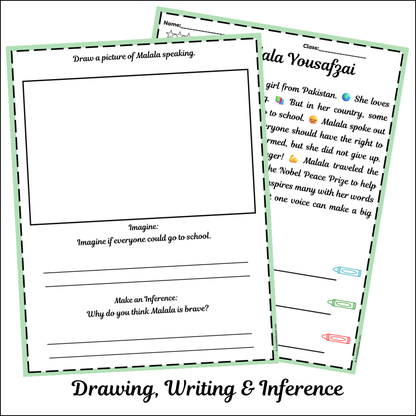 Malala Yousafzai | Short Reading Comprehension Creative Worksheet