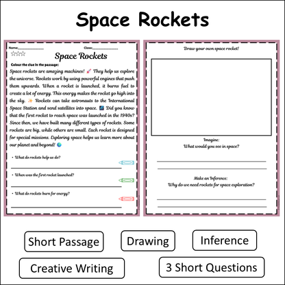 Space Rockets | Short Reading Comprehension Creative Worksheet