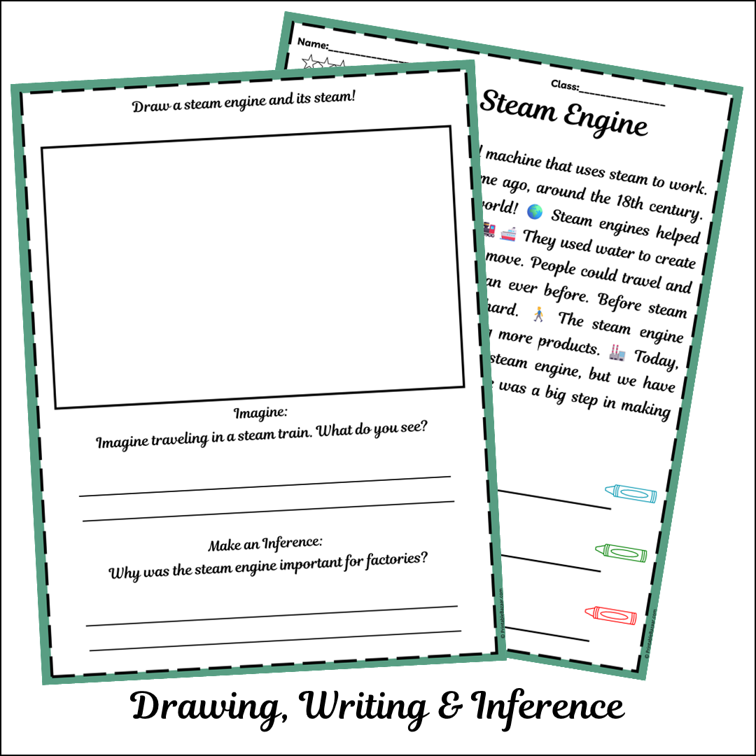 The Steam Engine | Short Reading Comprehension Creative Worksheet