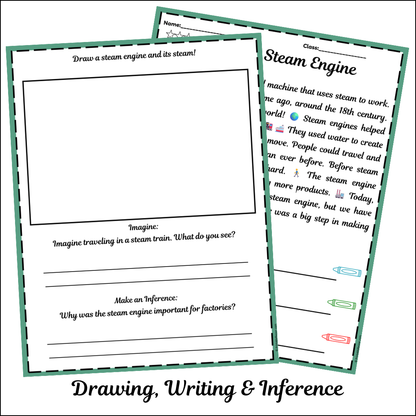 The Steam Engine | Short Reading Comprehension Creative Worksheet