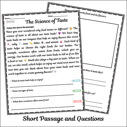 The Science of Taste | Short Reading Comprehension Creative Worksheet