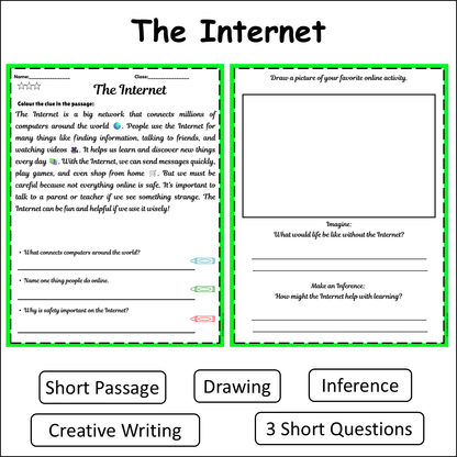 The Internet | Short Reading Comprehension Creative Worksheet