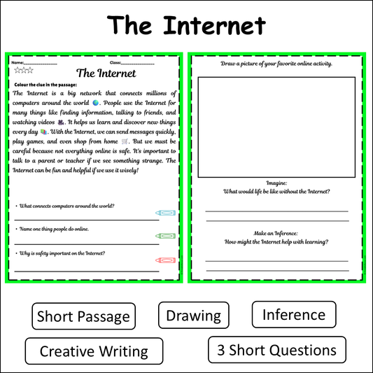 The Internet | Short Reading Comprehension Creative Worksheet