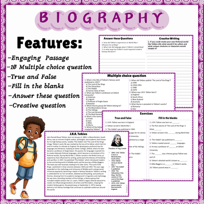 J.R.R. Tolkien | Biography Reading Comprehension and Questions Worksheet