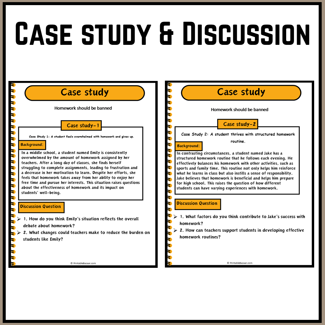 Homework should be banned | Debate Case Study Worksheet