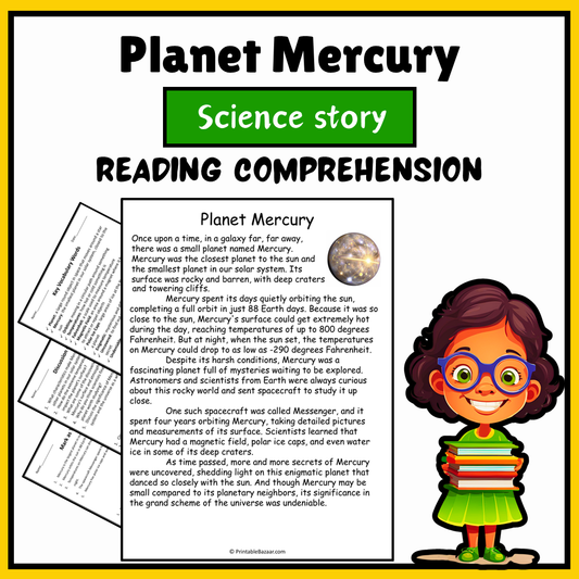 Planet Mercury | Science Story Reading Comprehension Activity