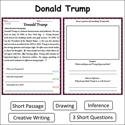 Donald Trump | Short Reading Comprehension Creative Worksheet