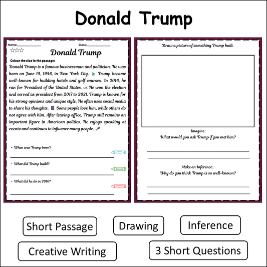Donald Trump | Short Reading Comprehension Creative Worksheet