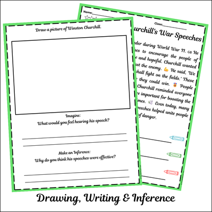 Winston Churchill's War Speeches | Short Reading Comprehension Creative Worksheet